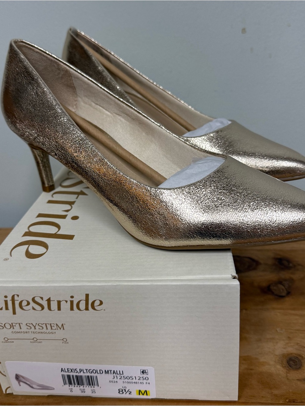 Life Stride Metallic Gold Wedge Pumps - Picture 3 of 4